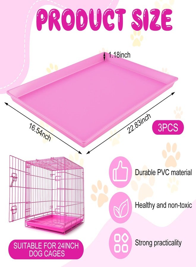 Maxdot 3 Pcs Pink Dog Crate Tray Replacement Pan for 24 Inch Crate Home, Pink Dog Ideal for Potty Training Tray Chew Proof Pet Kennel Plastic Waterproof, Easy to Clean, Ideal for Pet Potty Training - Image 2